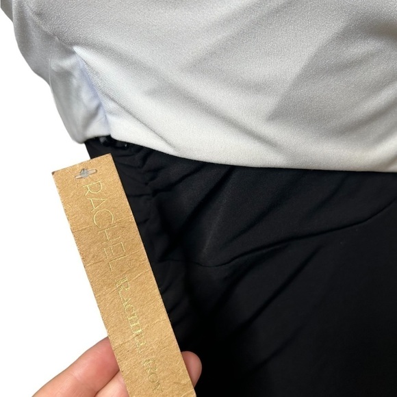 Rachel Roy Black and White ColorBlock Criss Cross Ruched Midi Dress - Picture 11 of 16